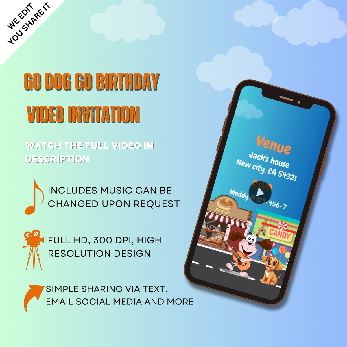 Go Dog Go Themed Birthday Video Invitation – Custom Video Invite for a Party Celebration!