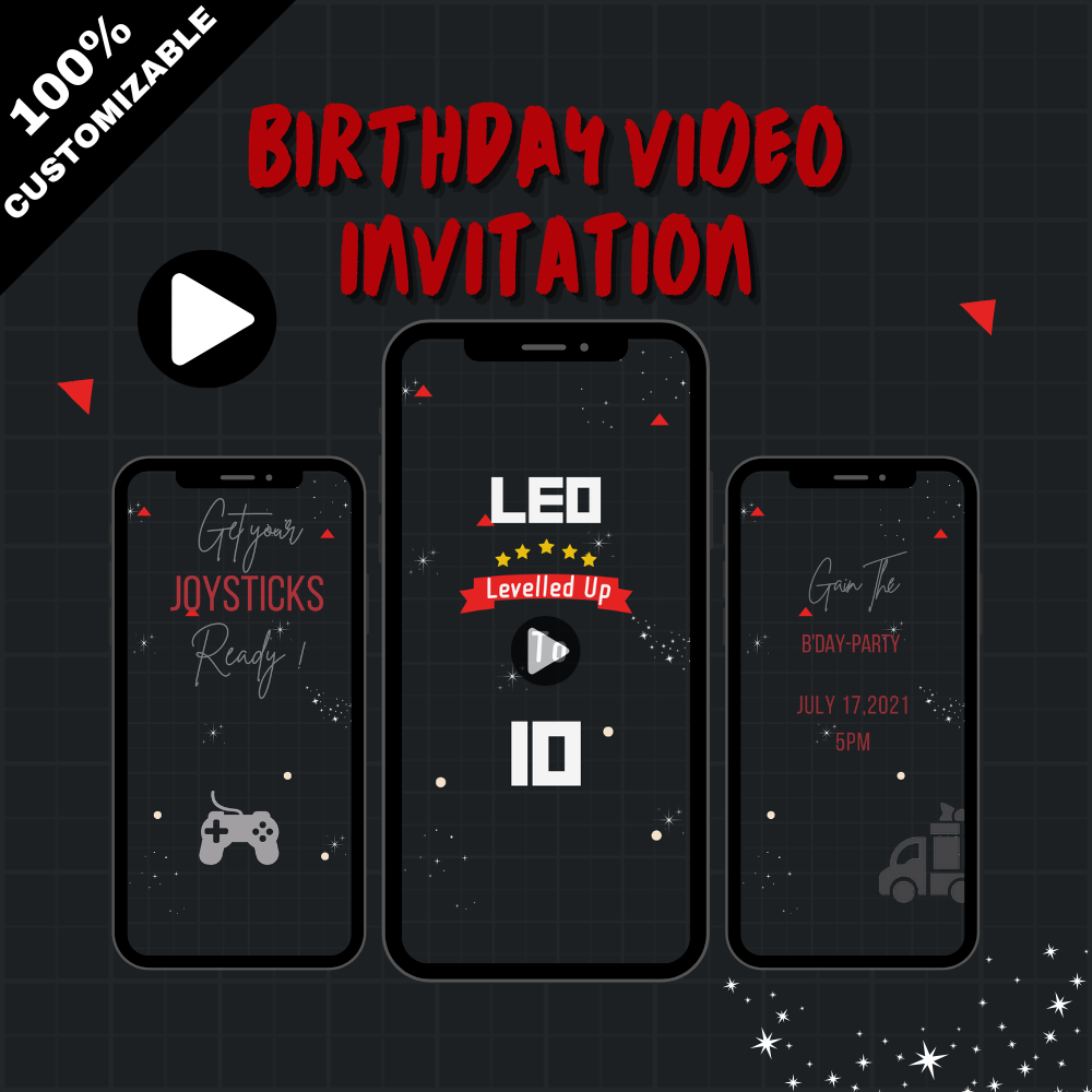 Game Truck Theme Birthday Video Invitation - Kids Birthday Video Invitation