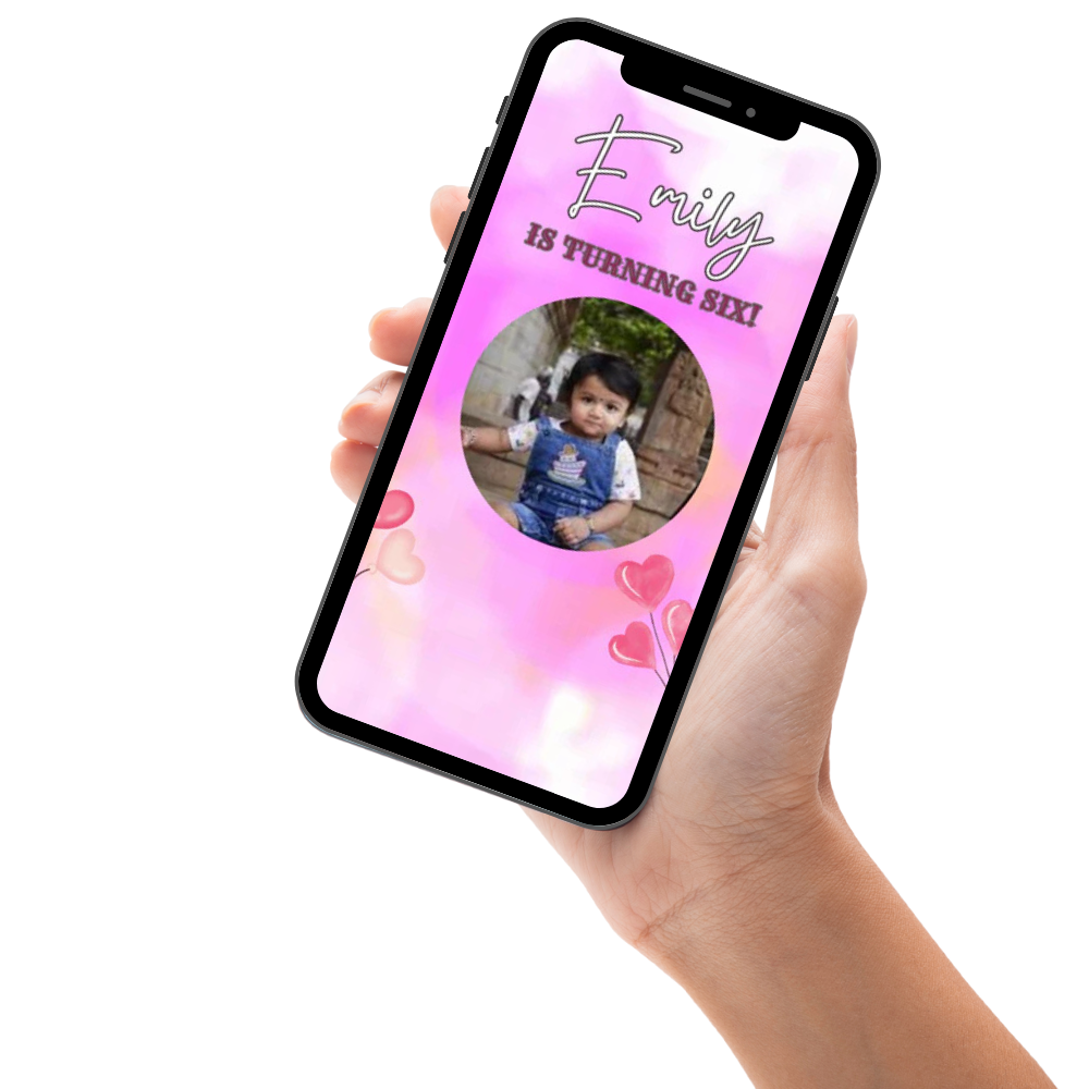 Elegant Pink Theme Birthday Digital Invitation – Custom Video Invite for Girls