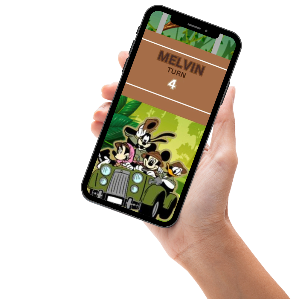 Mickey Mouse Safari Birthday Video Invitation – Custom Animated Jungle Theme Digital Invite