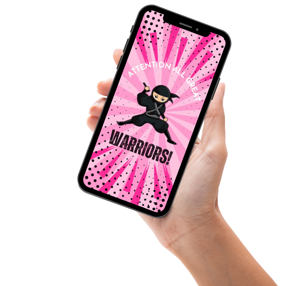 Pink-Themed Ninja Girl Birthday Digital Invitation – Animated Video Invite for Girls