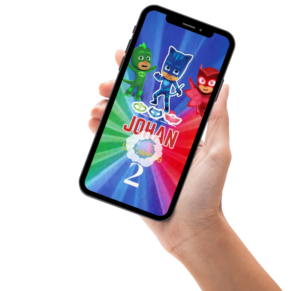 PJ Masks Theme Animated Birthday Digital Invitation – Personalized Superhero Video Invite
