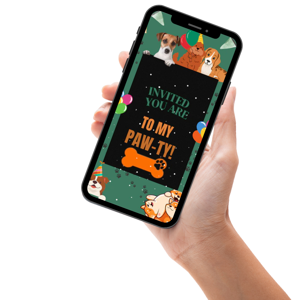 Puppy Party Theme Birthday Video Invitation – Cute &amp; Fun Animated Digital Invite