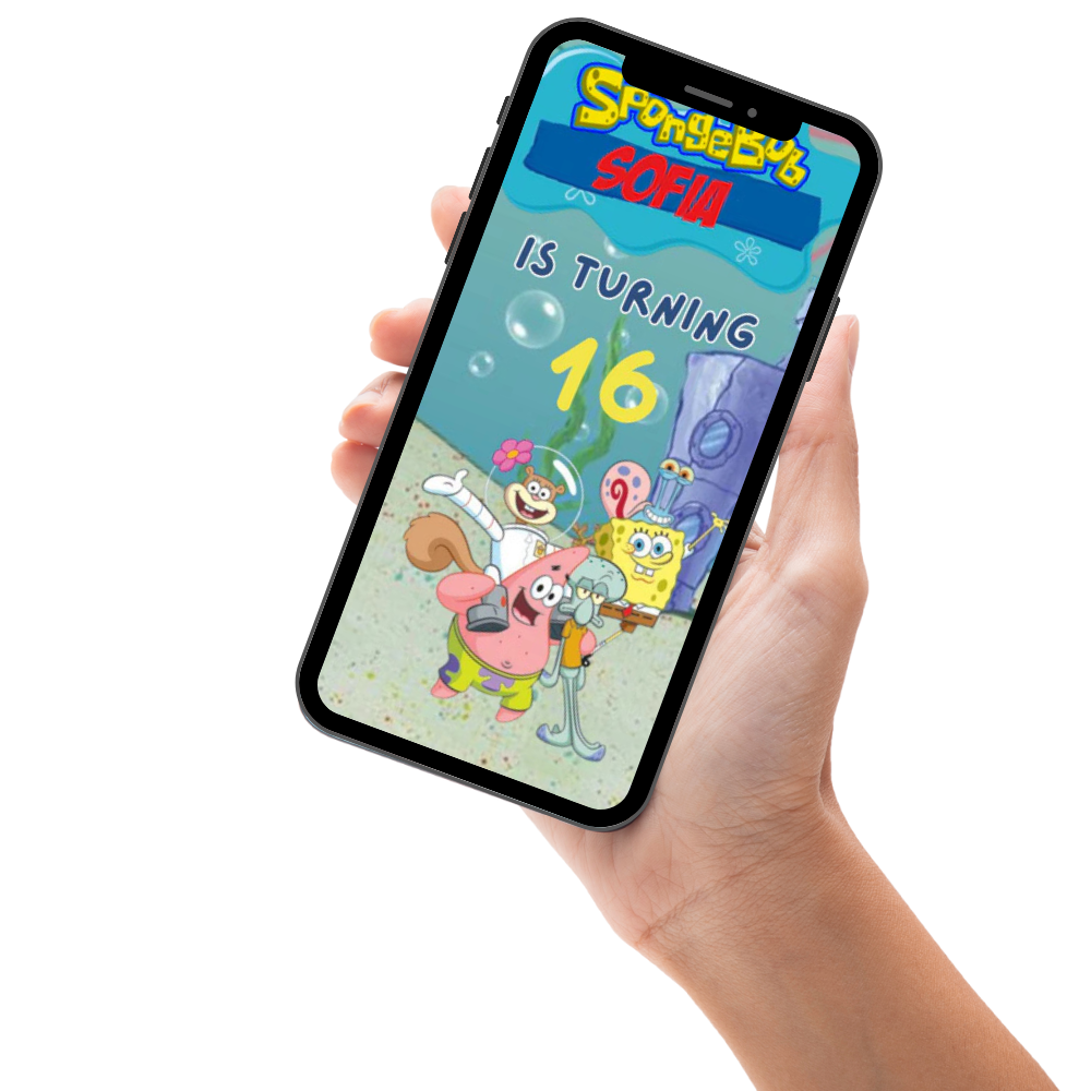 SpongeBob Birthday Party Video Invitation – Animated Kids Party Digital Invite Under the Sea!