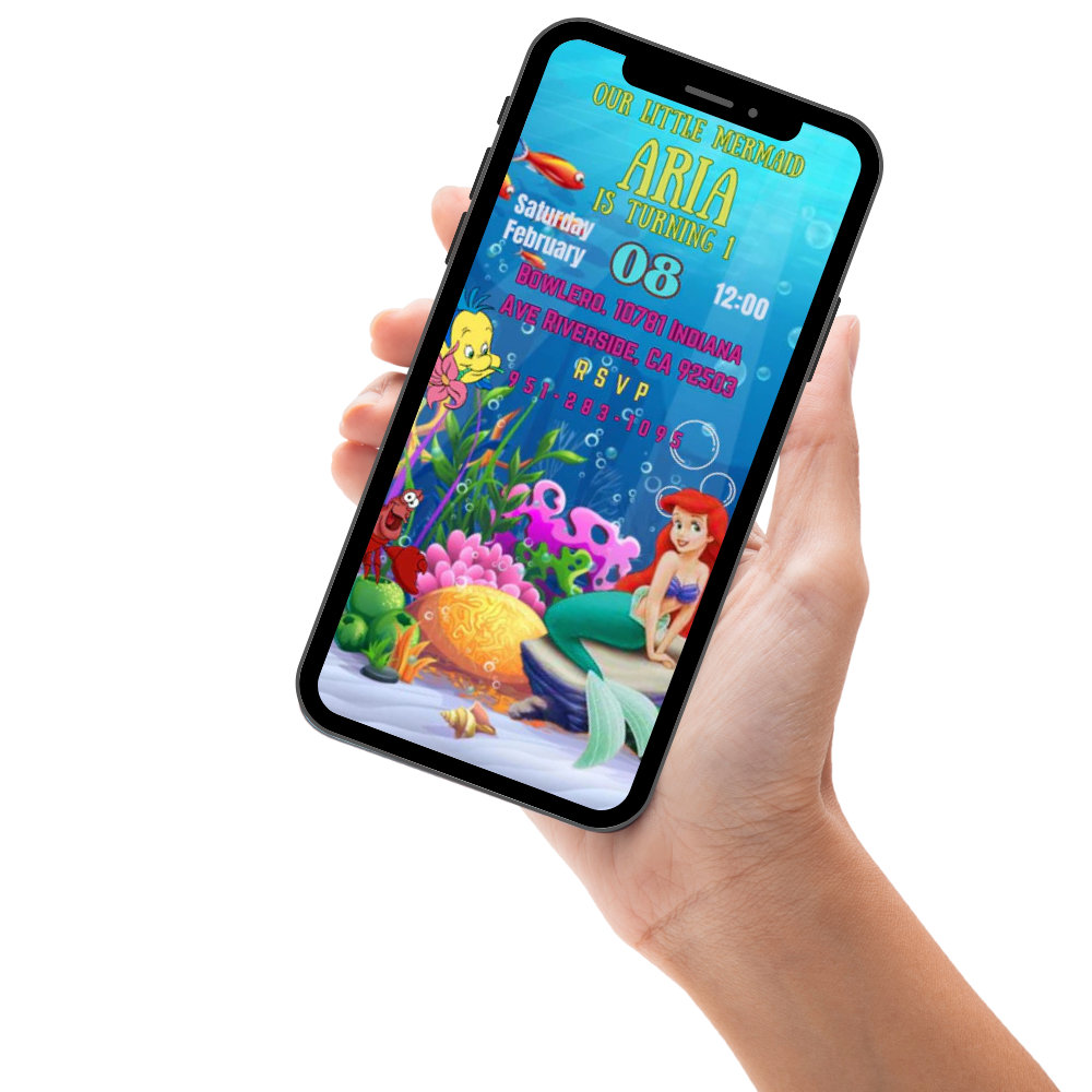 Little Mermaid Birthday Video Invitation – Animated Digital Invite for Kids