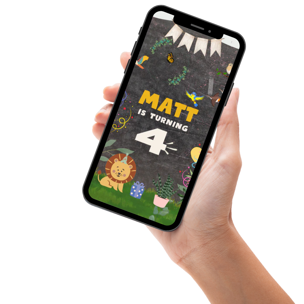 Roar into the Party! Jungle Safari Animated Birthday Video Invitation – Customized Video Invites