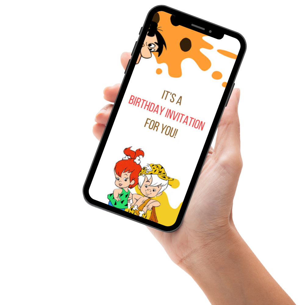 Yabba Dabba Doo Bam Bam Theme Birthday Video Invitation- Animated yabba dabba Video Invite