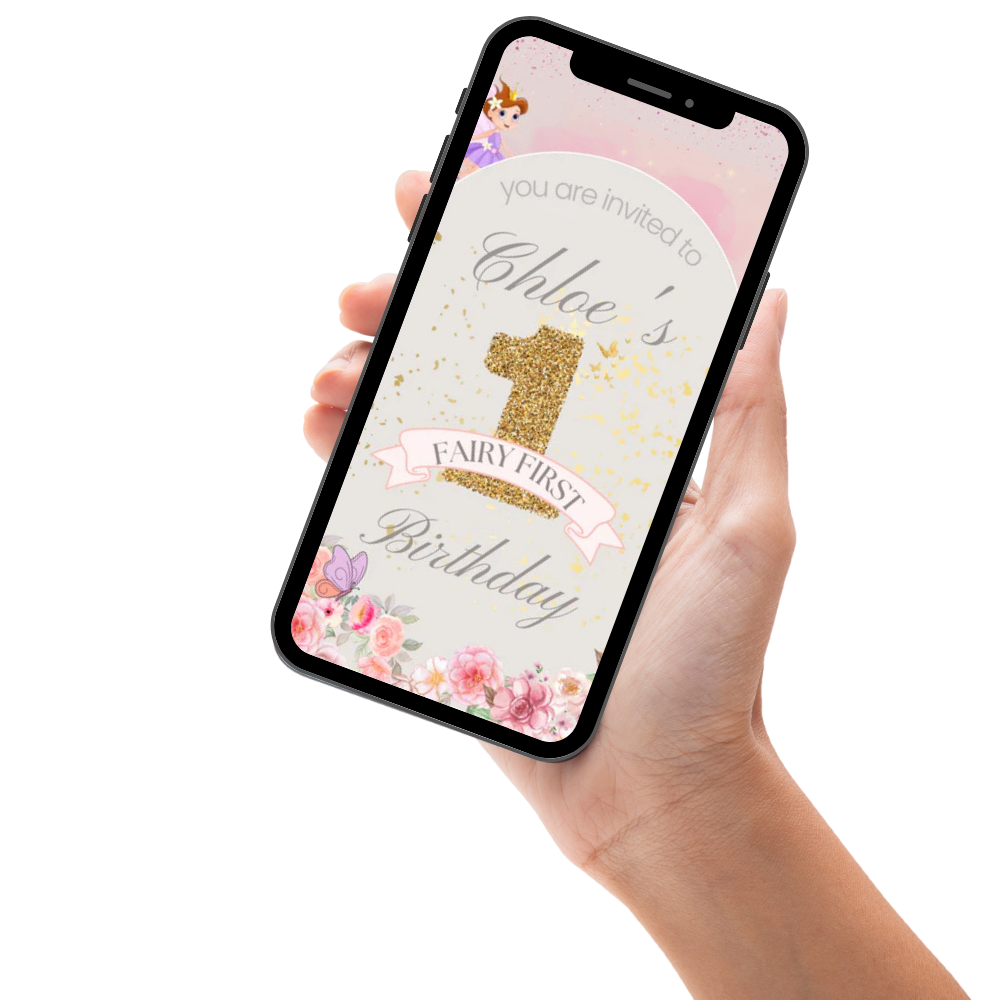 Enchanted Fairy Pink Theme Birthday Digital Invitation – Custom Video Invite for a Magical Day!