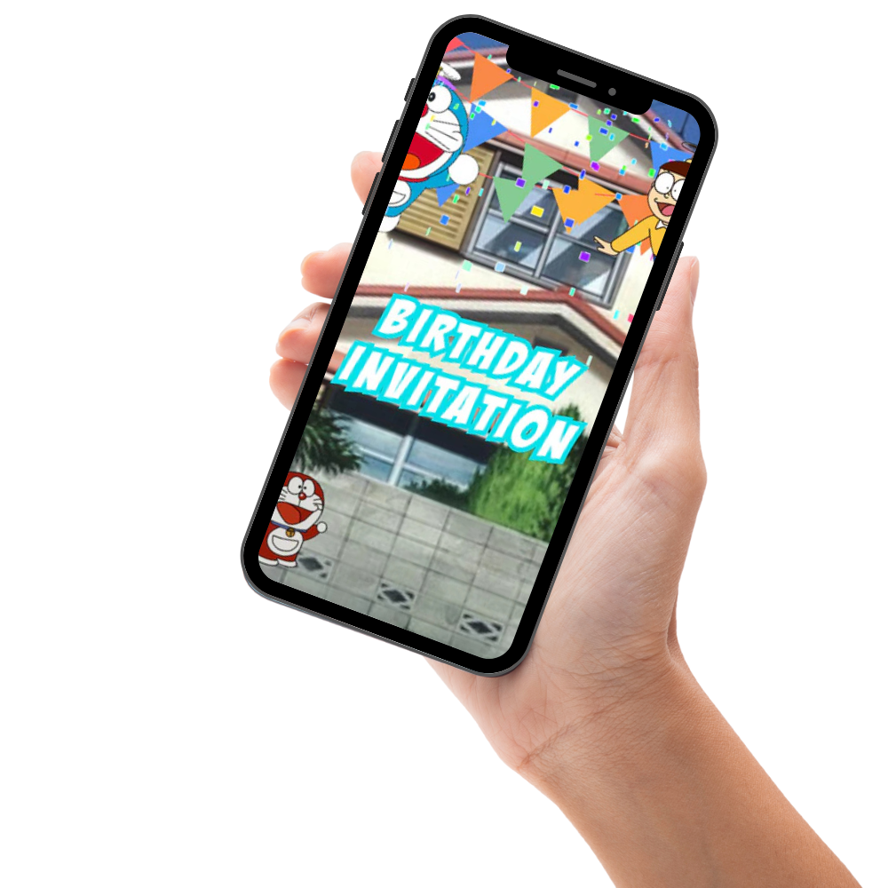 Doraemon Birthday Video Invitation - Personalized Doremon Themed Party Invite