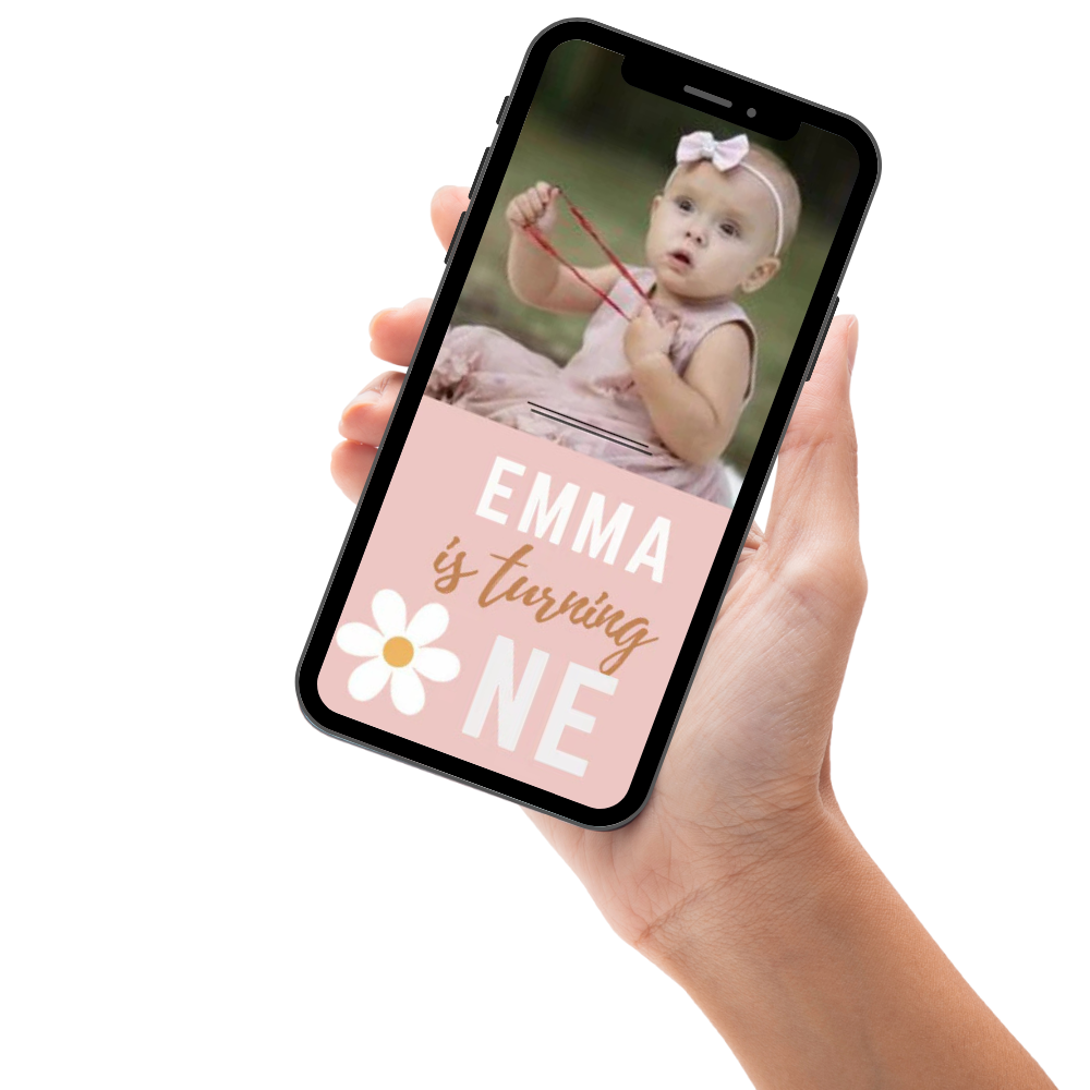 Charming Daisy Themed Birthday Video Invitation for Girls - Sweet &amp; Custom Girl’s Party Digital Invite
