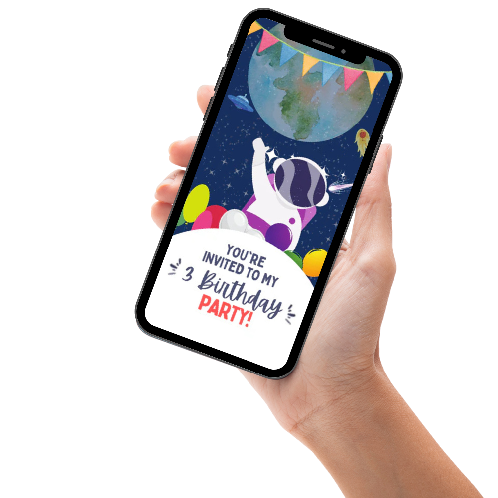 Cute Space Birthday Video Invitation for Kids - Fun &amp; Personalized Space Party Digital Invite