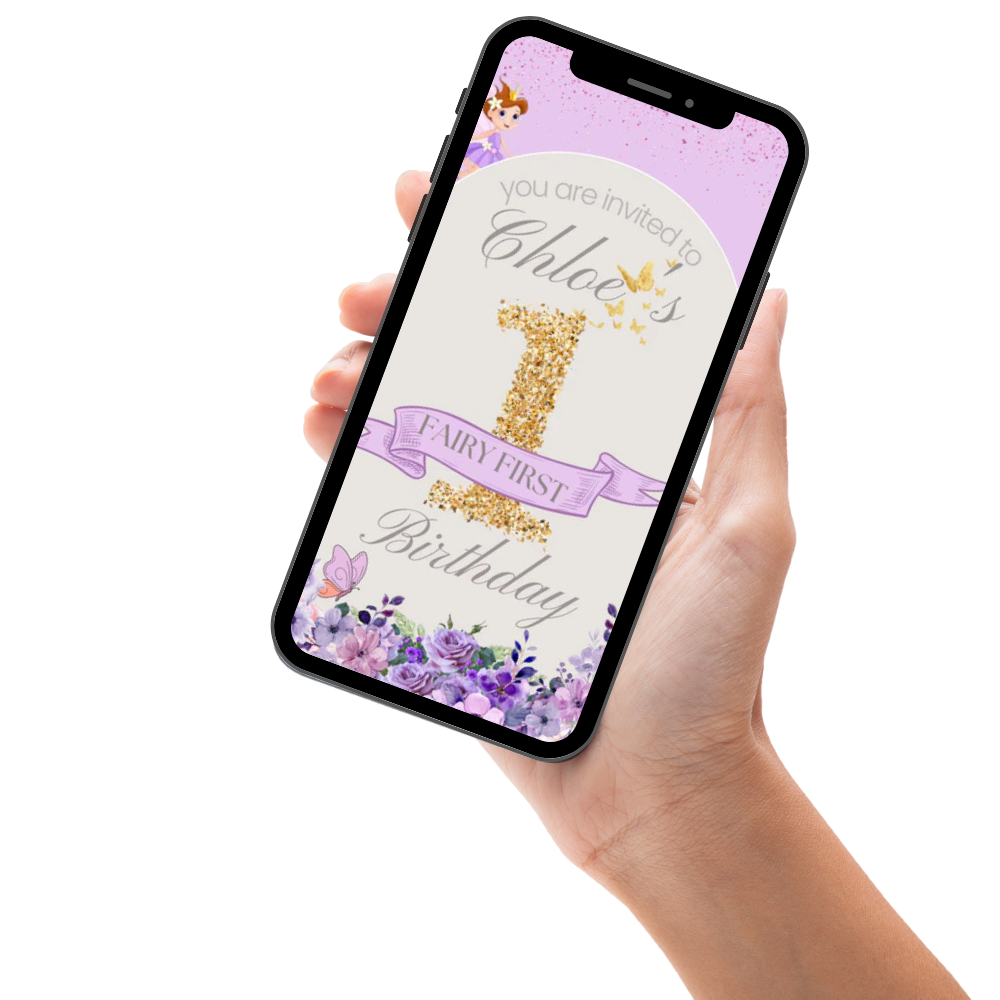 Magical Fairy Birthday Video Invitation - Boho Arch Themed Party Digital Invite for Girls