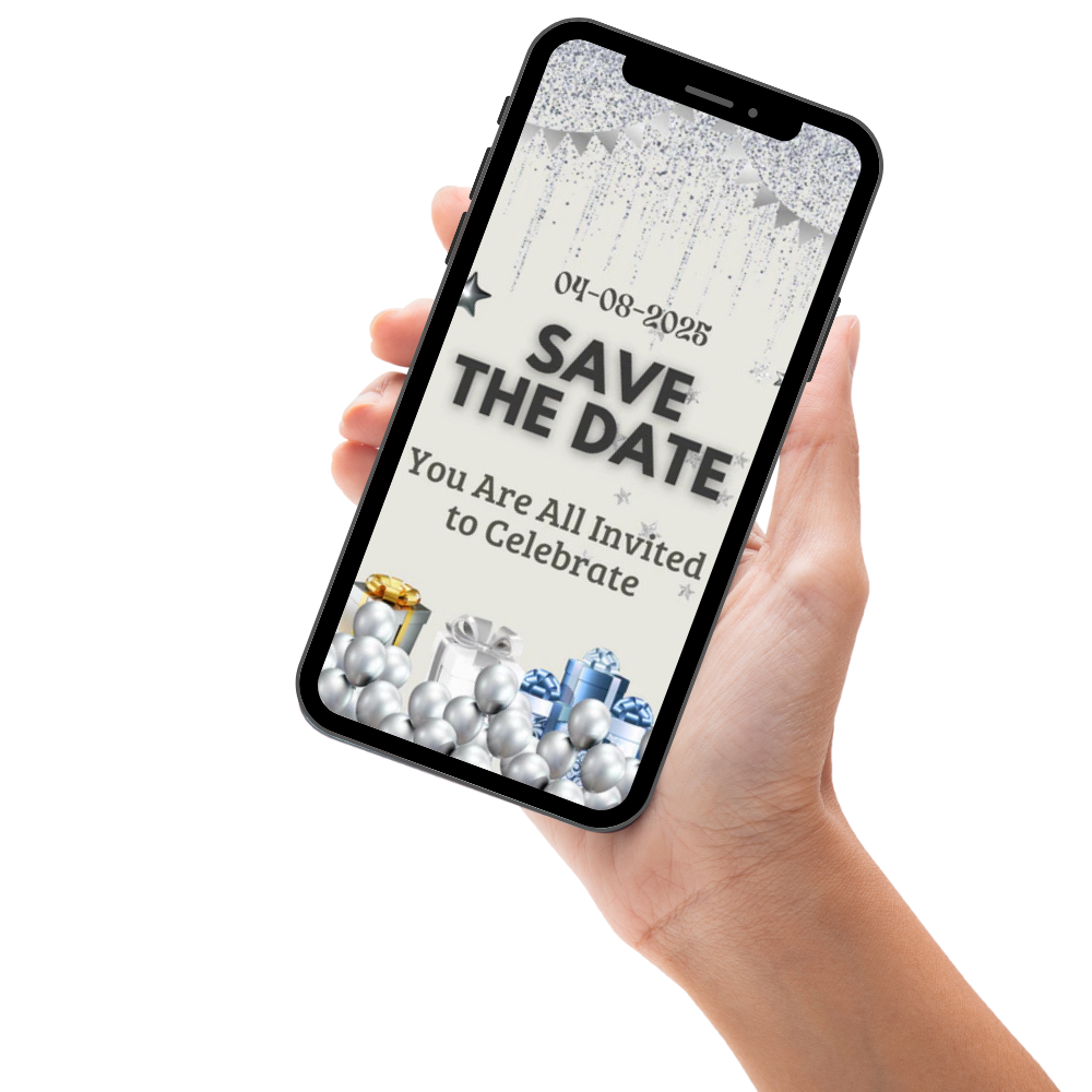 Animated Black &amp; Silver Birthday Video Invitation – Elegant Theme Party Digital Invite