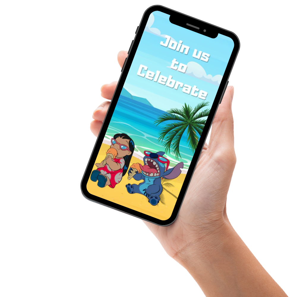Lilo and Stitch Birthday Video Invitation – Hawaiian Themed Party Digital Invite for Kids