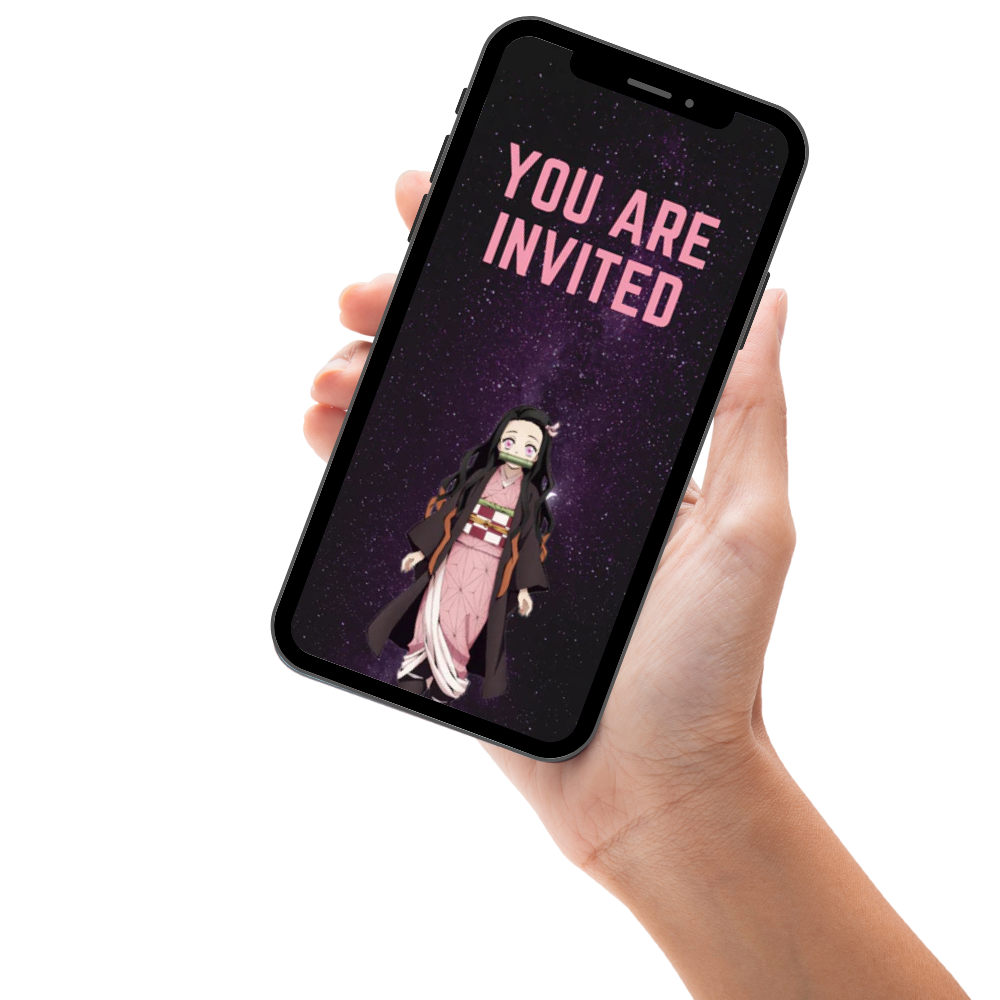 Nezuko-Inspired Birthday Video Invitation – Animated Demon Slayer Theme Digital Invite