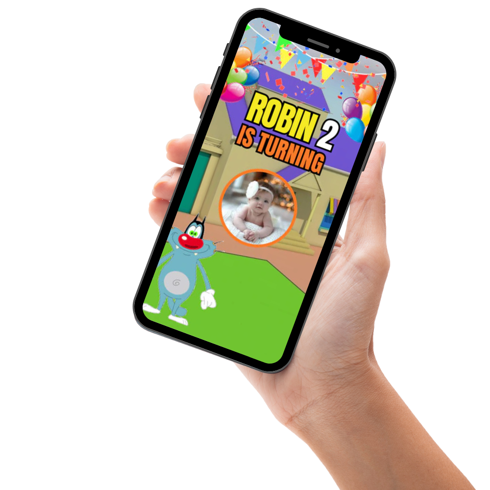 Oggy and the Cockroaches Birthday Digital Invitation – Animated Oggy Theme Video Invite