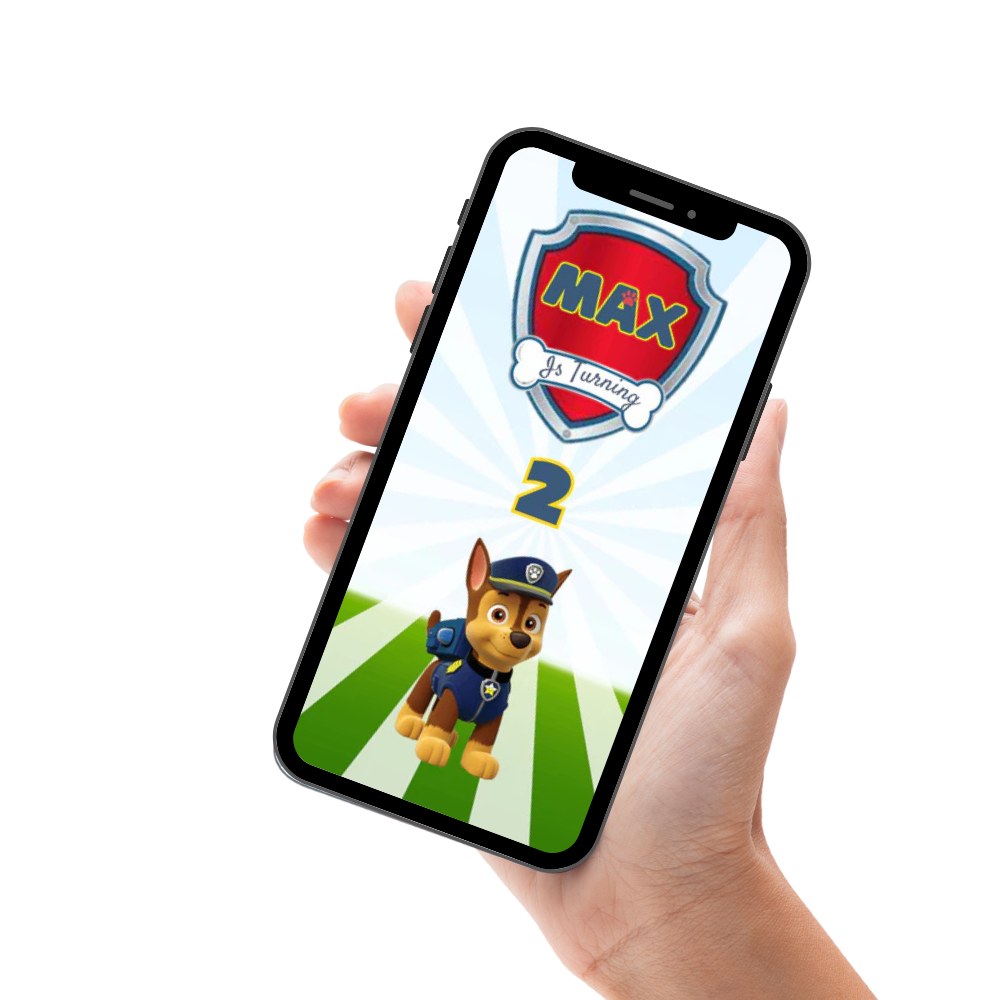 Paws Paw Patrol Birthday Party Video Invitation - Animated Paws Paw Theme Digital Invites