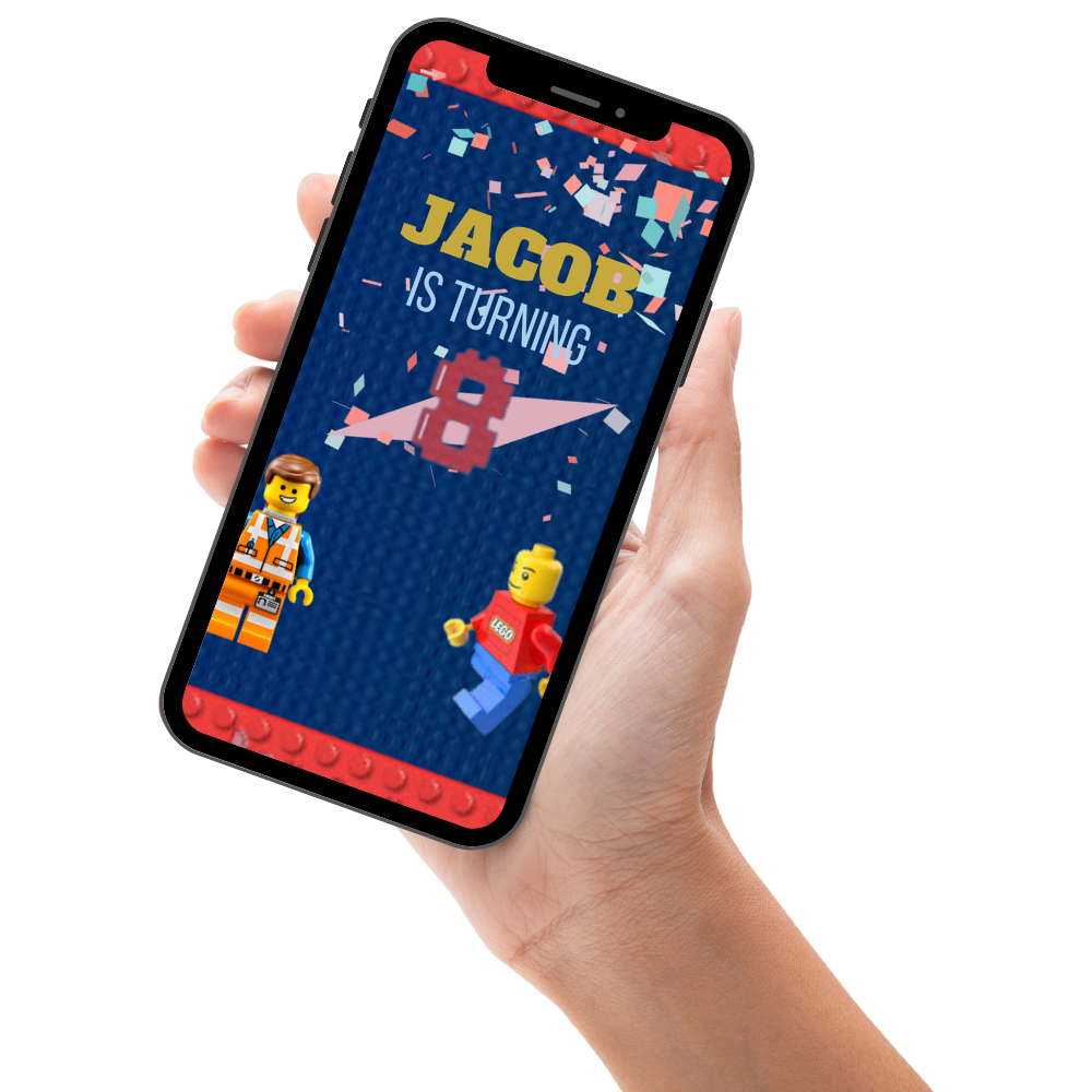 LEGO Birthday Party Video Invitation – Custom Birthday Digital Invite for Kids
