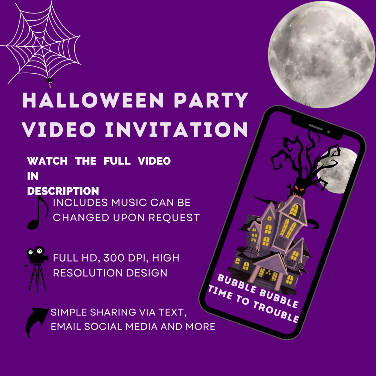 Hocus Pocus Halloween Party Video Invitation – Custom Magical Celebration Digital Invite