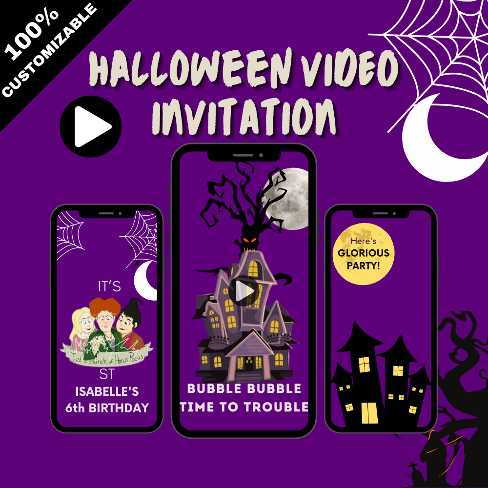 Hocus Pocus Halloween Party Video Invitation – Custom Magical Celebration Digital Invite