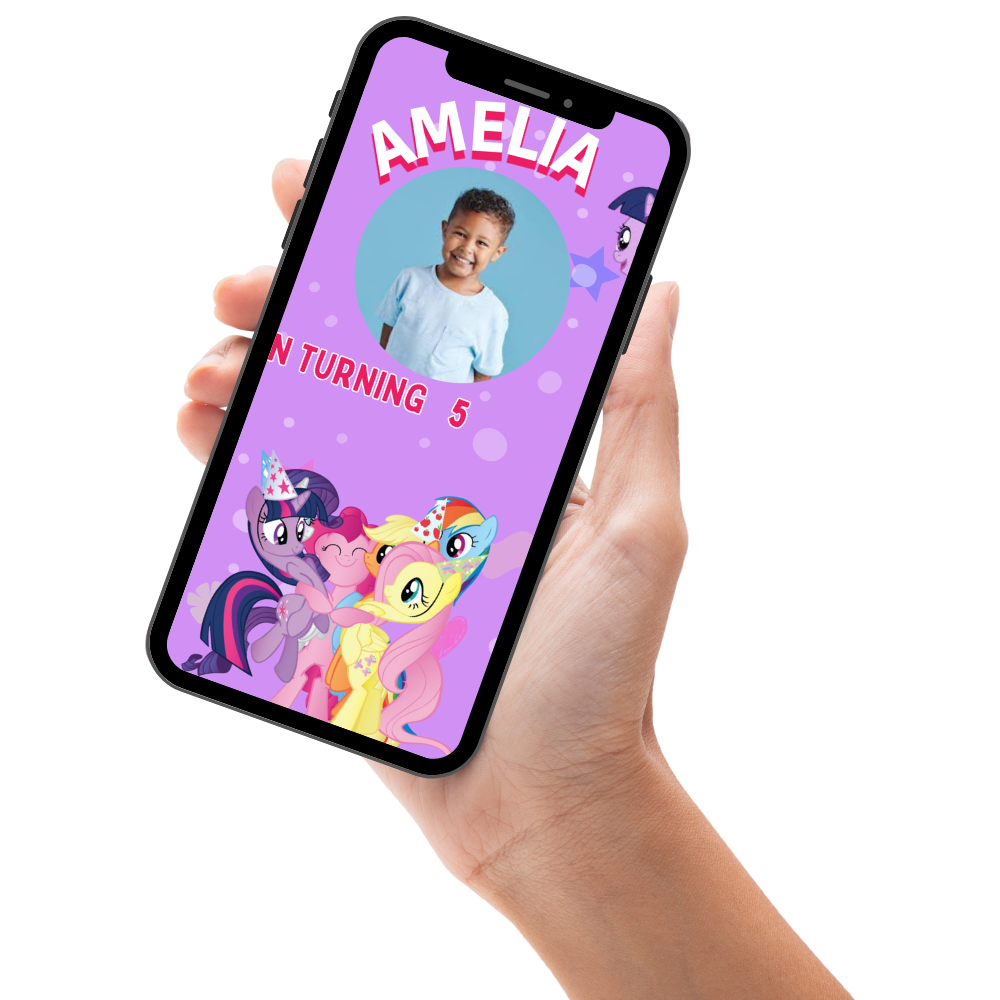 My Little Pony Kids Birthday Video Invitation - Litle Pony Custom Theme Party Invite