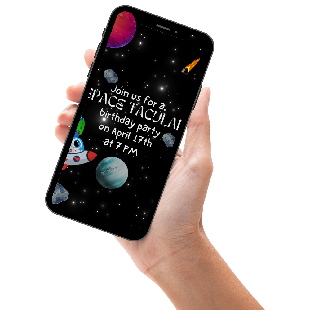 Outer Space Animated Video Invitation – Boys Birthday Party Digital Invite