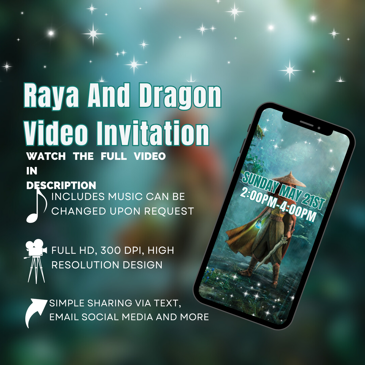Raya And The Last Dragon Birthday Video Invitation – Magical Kids Birthday Party Digital Invitation