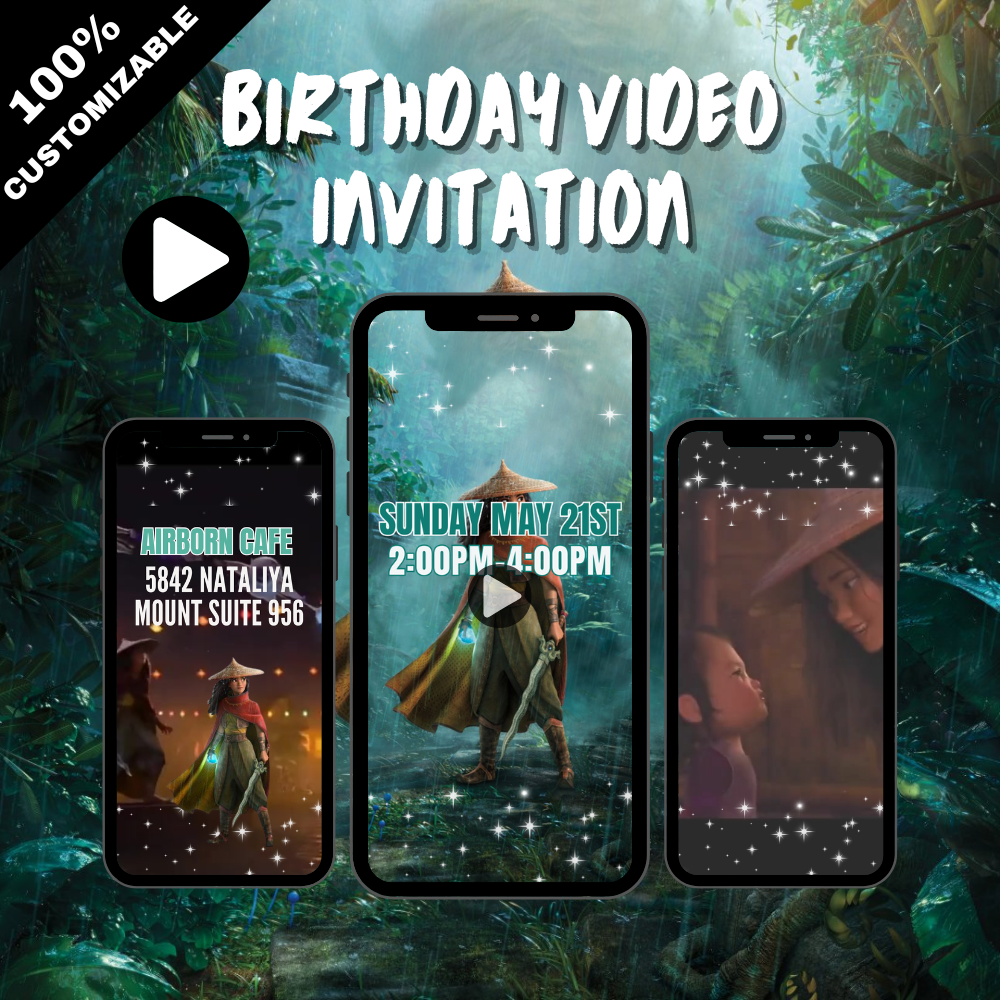 Raya And The Last Dragon Birthday Video Invitation – Magical Kids Birthday Party Digital Invitation