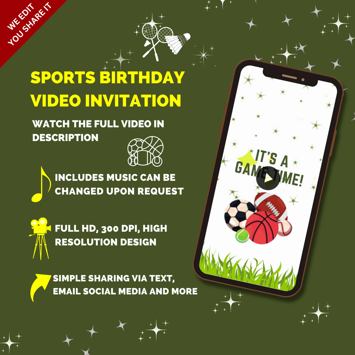 Sports Theme Kids Party Video Invitation – High-Energy Animated Digital Invite