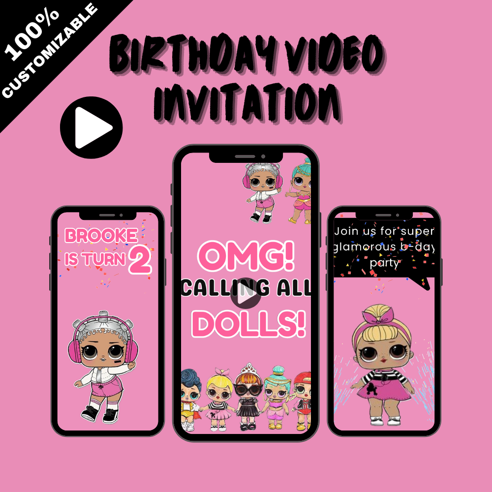 Sparkling LOL Surprise Dolls Birthday Video Invitation – Animated Theme Birthday Digital Invite