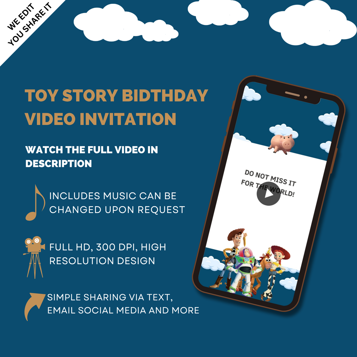 Toy Story Birthday Theme Video Invitation – Animated Digital Party Invite for Kids