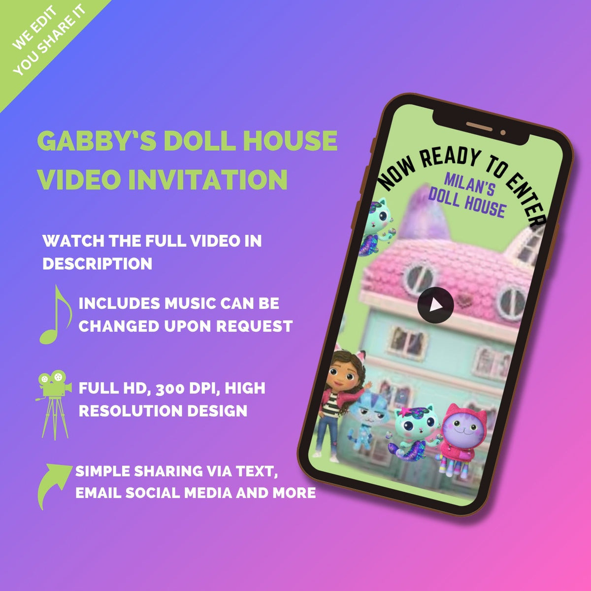Gabby’s Dollhouse Birthday Video Invitation for Kids - Magical Animated Celebration