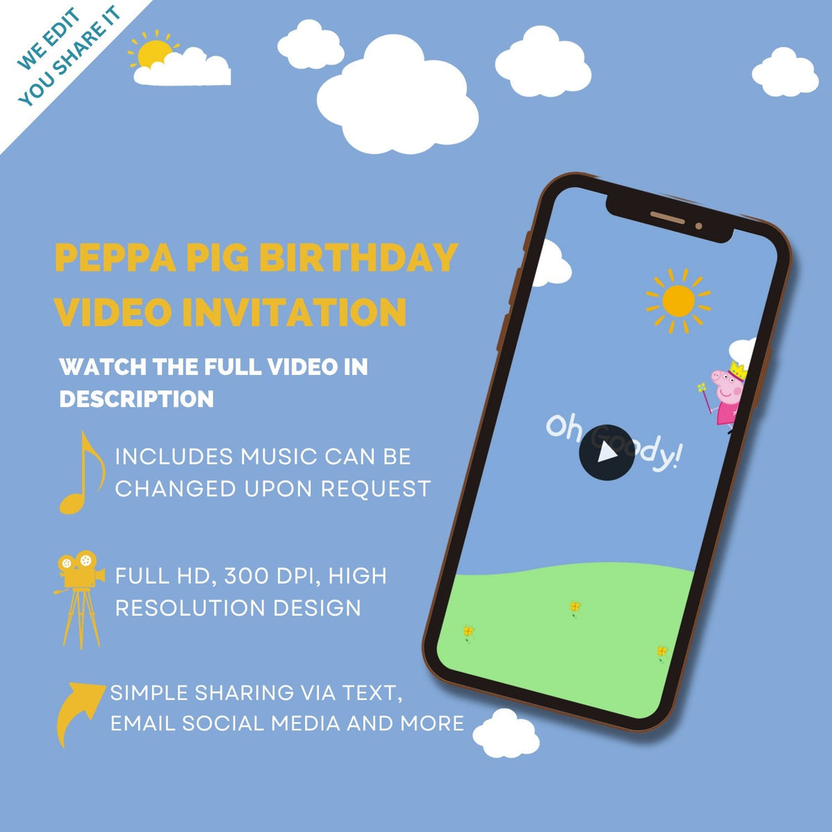 Peppa Pig Birthday Video Invitation – Personalized Animated Peppa Pig Party Digital Invite