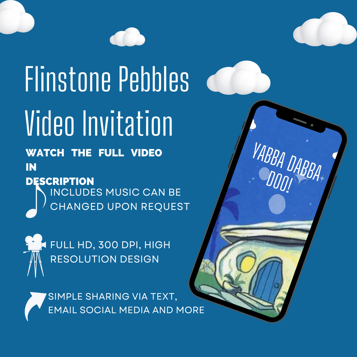 Yabba Dabba Kids Birthday Video Invitation – Animated Theme Digital Invite