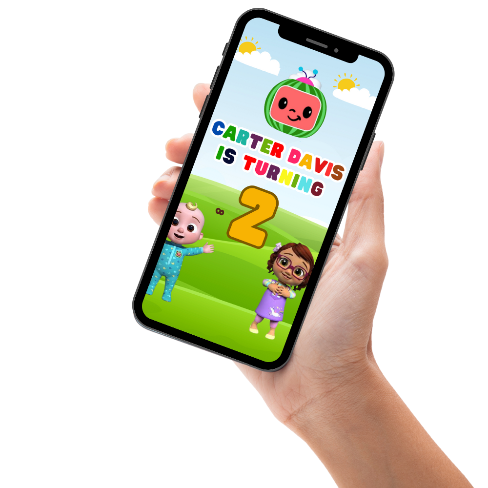 Personalized Cocomelon Birthday Video Invitation - Adorable Animated Party Digital Invite