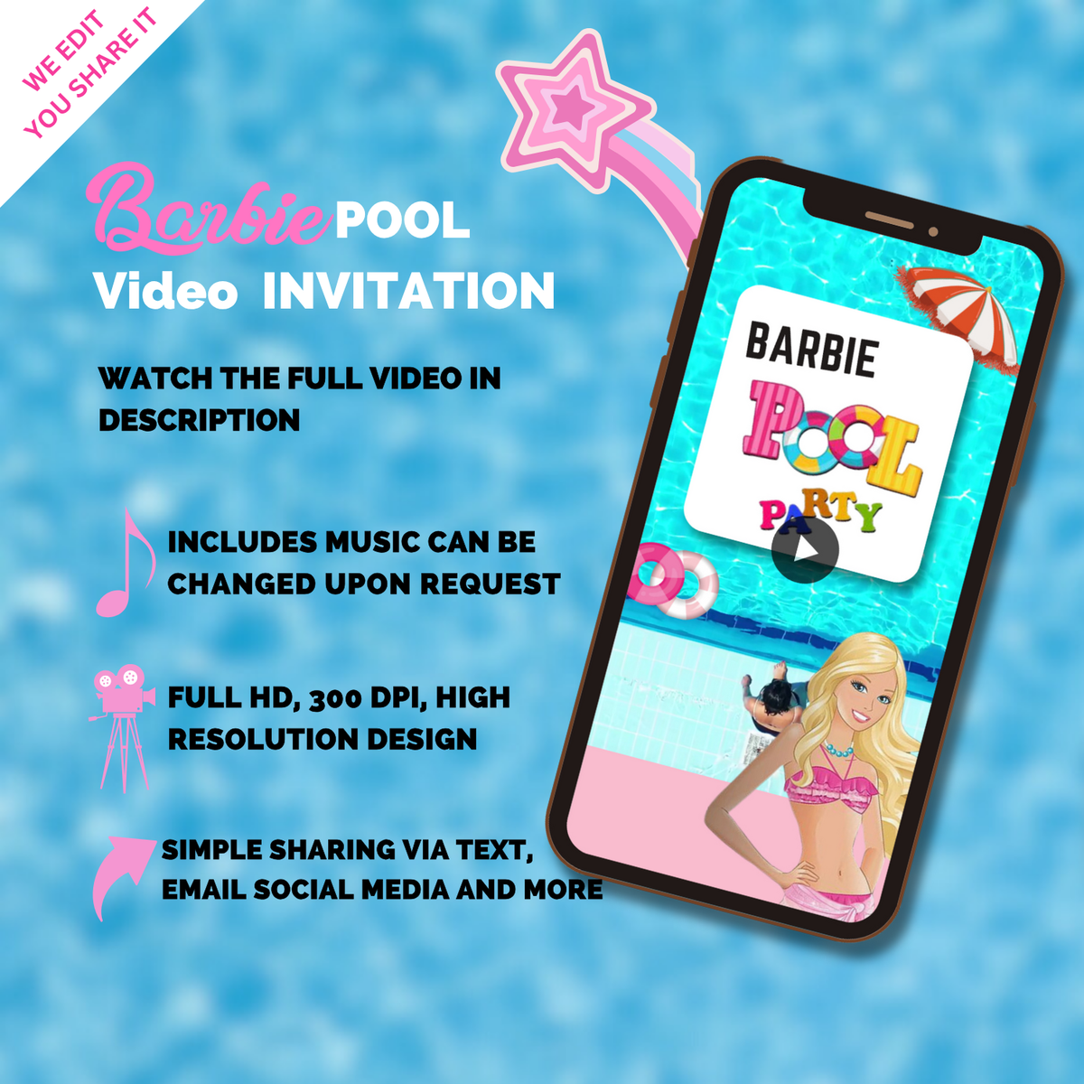 Barbie Pool Party Video Invitation – Animated &amp; Glamorous Digital Invite for Girls