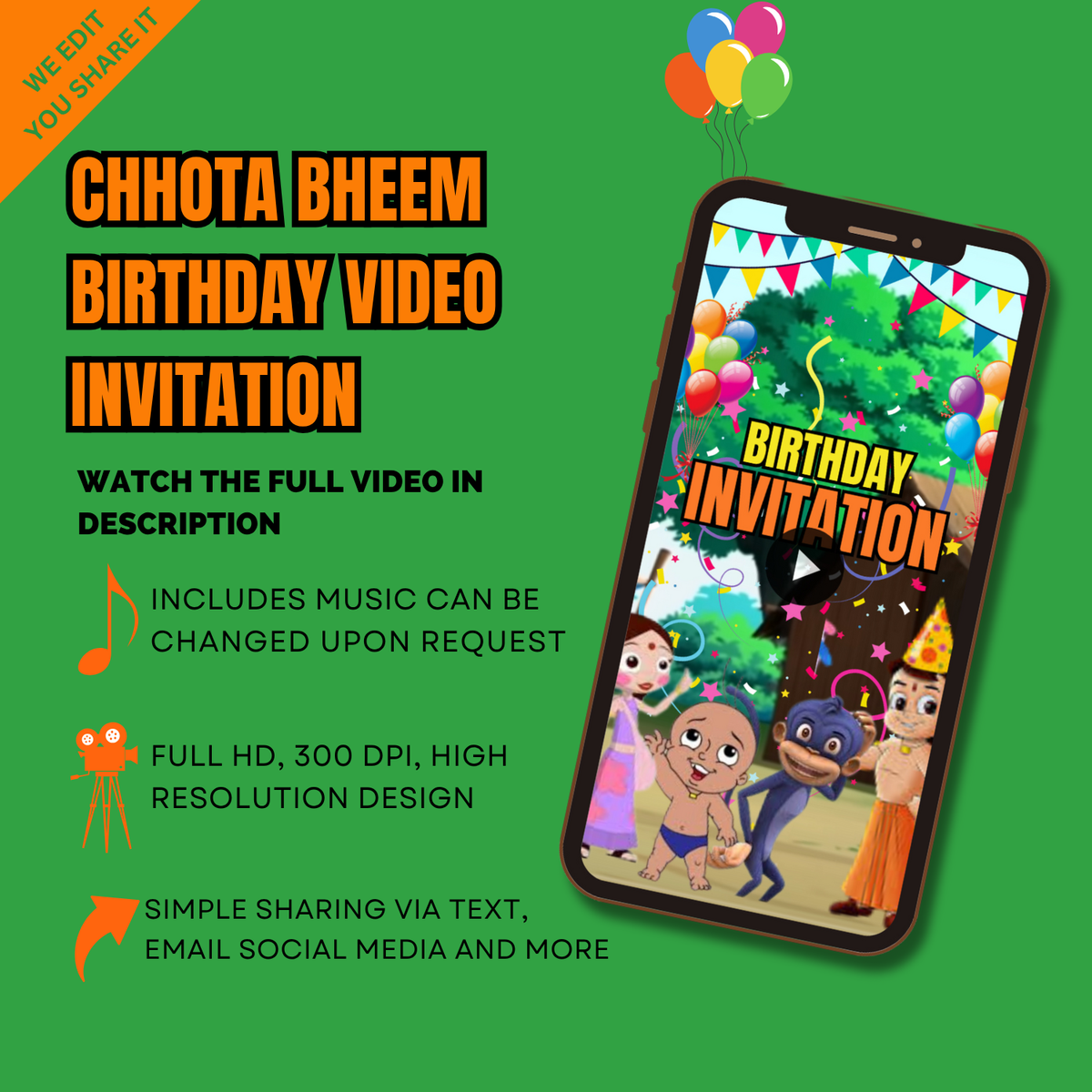 Chota Bheem Birthday Video Invitation – Personalized Animated Party Invite for Kids