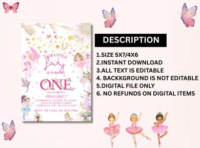 Fairy-Themed Digital Birthday Card Invitation - Sparkling &amp; Interactive Fun Digital Invite