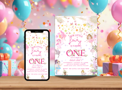 Fairy-Themed Digital Birthday Card Invitation - Sparkling &amp; Interactive Fun Digital Invite