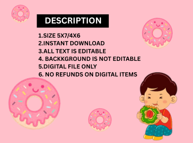 Custom Donut-Themed Digital Birthday Card Invitation - Sweet and Fun Celebration for Kids Invites