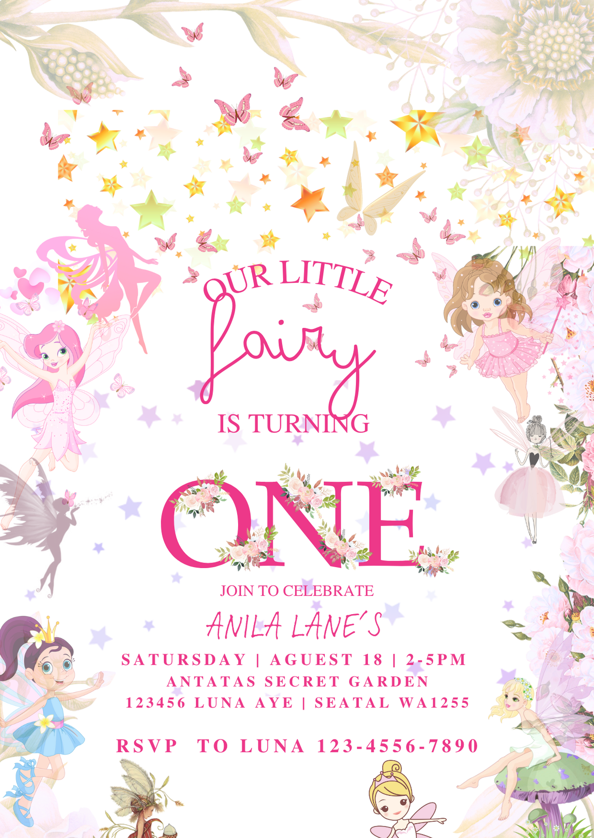 Fairy-Themed Digital Birthday Card Invitation - Sparkling &amp; Interactive Fun Digital Invite
