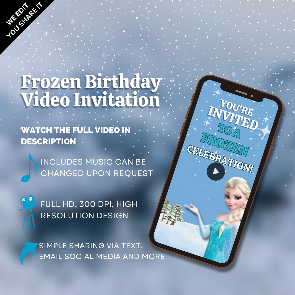 Magical Frozen Theme Birthday Video Invitation – Personalized Animated Digital Invite!