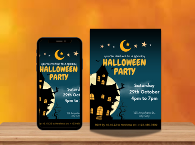 Spooktacular Halloween Theme Birthday Invitation - Custom Digital Halloween Party Card Invite