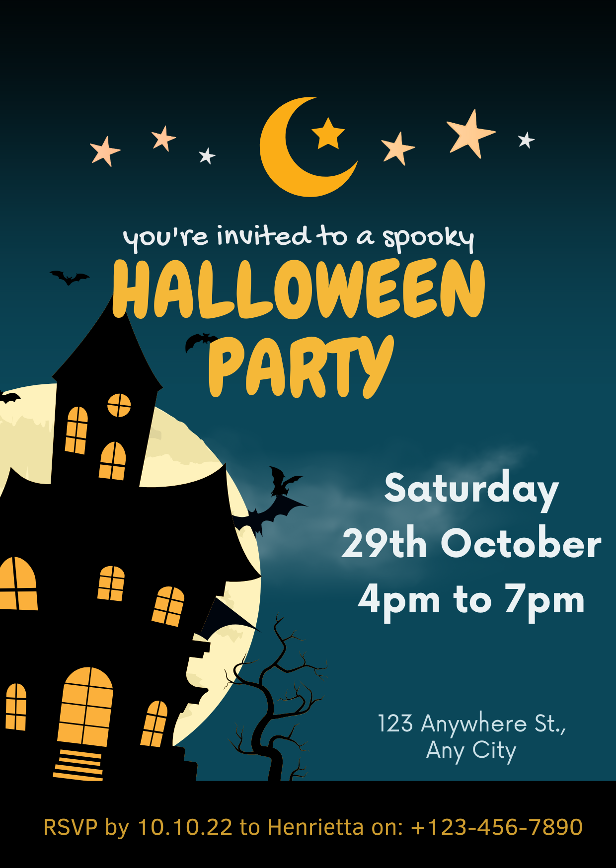 Spooktacular Halloween Theme Birthday Invitation - Custom Digital Halloween Party Card Invite