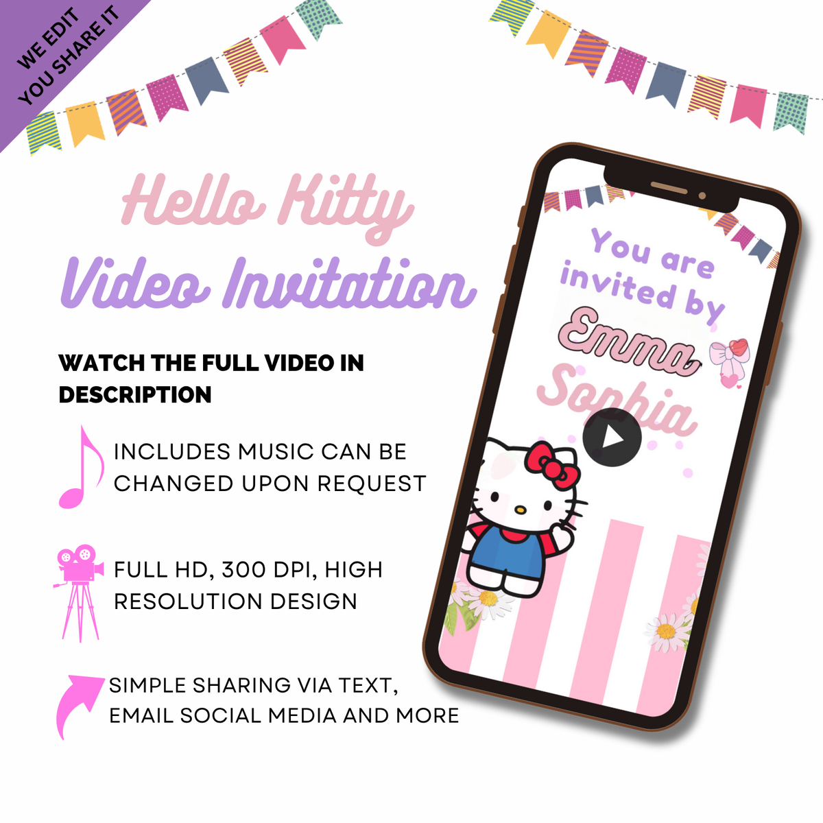 Hello Kitty Themed Birthday Video Invitation – Sweet, Stylish Digital Invite