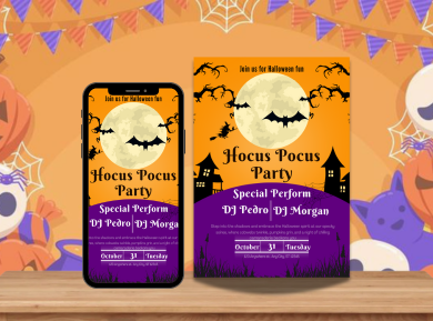Magical Hocus Pocus Birthday Card Invitation – Custom Digital Invite for a Haunting Celebration