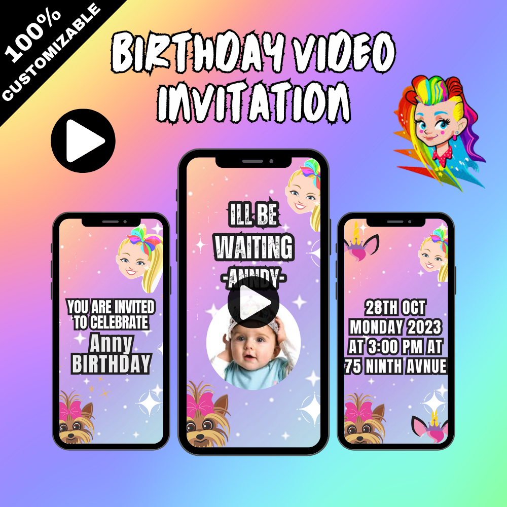 Jojo Siwa Theme Birthday Video Invitation – Sparkle, Dance &amp; Celebrate in Style!