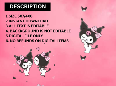 Kuromi Digital Birthday Invitation – Cute, Mysterious &amp; Perfect for a Magical Celebration