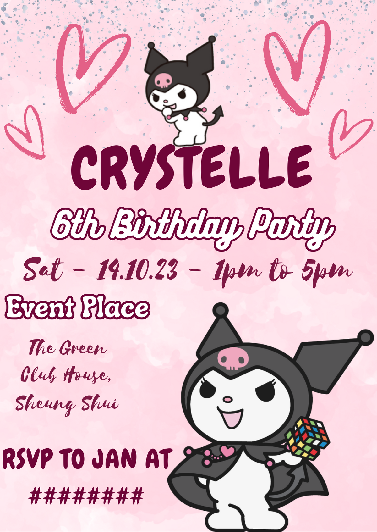 Kuromi Digital Birthday Invitation – Cute, Mysterious &amp; Perfect for a Magical Celebration