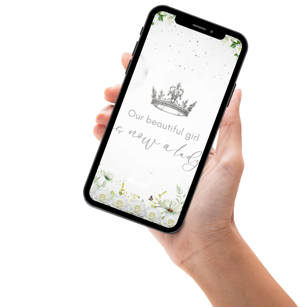 Sage Green Quinceanera Digital Invitation - A Soft and Stylish Timeless Quinceañera Video Invite